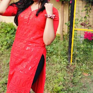 Red Beautiful Kurti Sequence❤️🔥✨