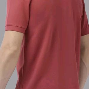 Men Rust pink solid polo collar pure cotton T Shir