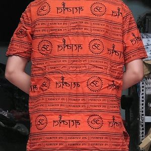 Kid Printed Pure Cotton Straight Kurta (Orange)