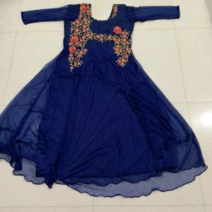 Athentic Beautiful Navy Blue Long Frock