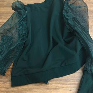 Exaggerated Puff Organza Sleeve Jacket