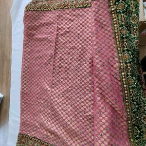 Pink And Green Designer Saree (Women's)