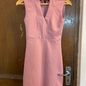 Pink Neck Cut Dress