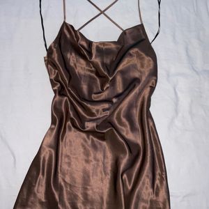 H&M Brown Satin Dress