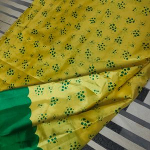 American Silk Yellow Saree