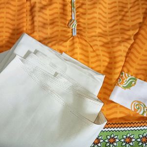 A Side Line Design Orange Kurta