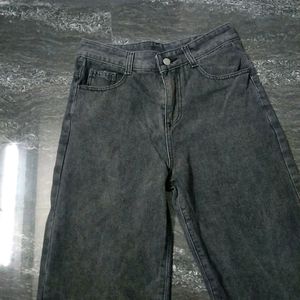 High Waist Grey Straight Jeans