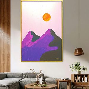 Handmade Sun & Hills Original Painting