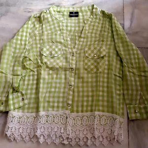 Oxolloxo Lime Green & White Check Corp Top