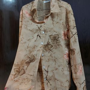 PURYS beige Beautiful Floral Printed Top