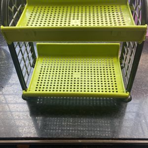 1 Plastic 2 Tier Rack Storage Shelf