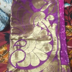 Bandhani Saree Purple Colour