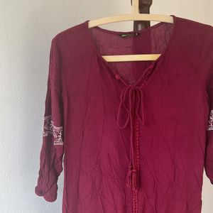 Maroon Top Full Length . Size Large