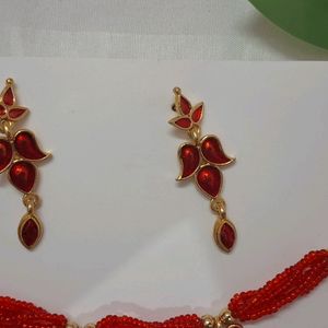 Desi Necklace 🦢✨ Aesthetic Red Colour Set