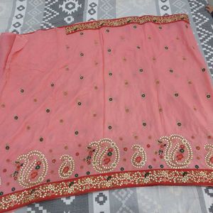 Peach Color Saree With Blouse