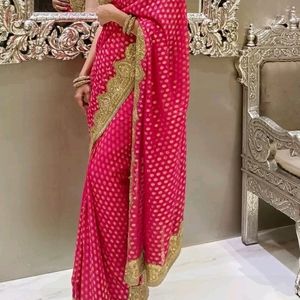 Pure Banarasi Khaddi Heavey Golden Border Saree