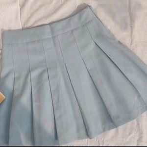 Korean Plated Pastel Blue Mini Skirt Full Coverage