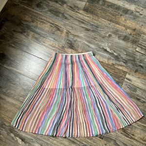 Multicolour Pleated Slit Skirt - Zara