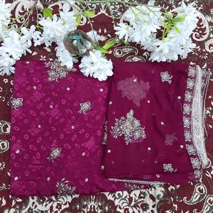 Full Suit Material With Dupatta Sugar Kit Earring