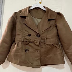 YK Suede Jacket 4-5yrs In Olive /khakhi Color