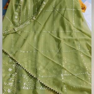 New Lemon Green Heavy Embroidered Kurta Set