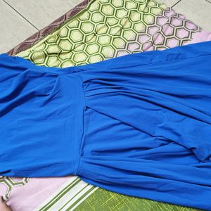 Blue Dress One Side Off Shoulder