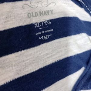 Navy Blue & White Lining T-shirt For 38 Bust