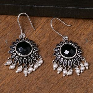 Embellished Round Cut Gem Earrings.