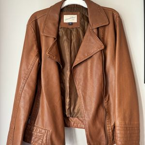 Brown/beige Leather Jacket In Good Condition