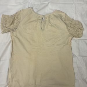 Korean Beige Sparkly Net Top