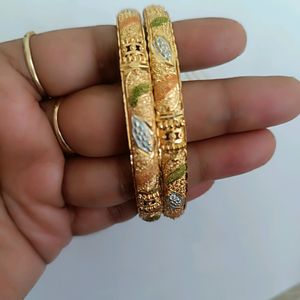 Micro Gold Bangles 3 Pair  Combo Set