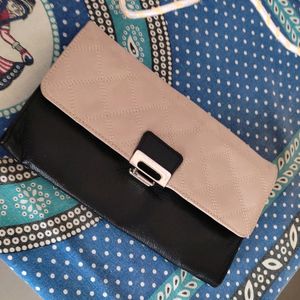 Beige-Black Color Big Hand Wallet For Women