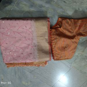 Embroidery Work Sarees With Designer Blouse