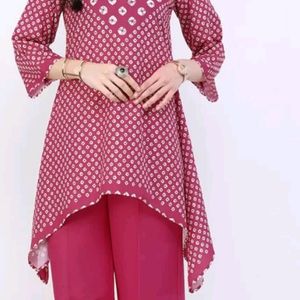 Bandhani Printed Kurti With Trousers