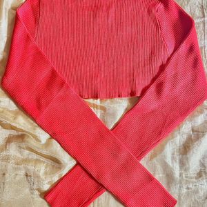 full sleeve shoulder shrug red