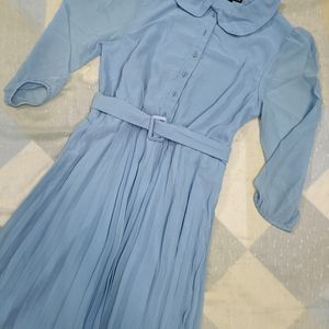 Sky Blue Fit And Flare Dress