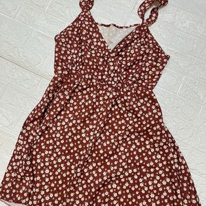 Brown Floral Dress