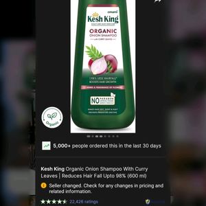 KESH KING ORGANIC ONION SHAMPOO 600 ML