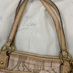 COACH Coded Beige Pink Shoulder Bag