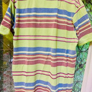 Parrot Colored MultiStripe Checked T-shirt