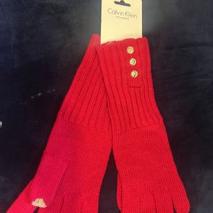 Calvin Klein Woolen Gloves - Berry Colour