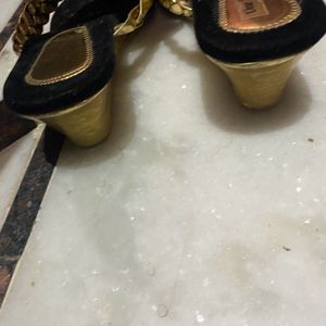 Black And Golden Sandal