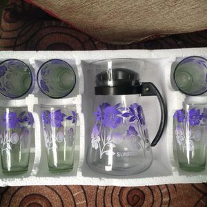 Lemon Set With Jug And 6 Glasses.