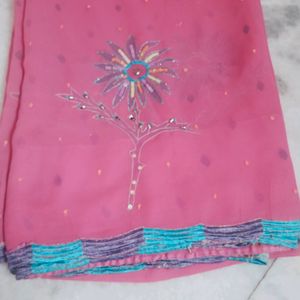 Pink Colour Saree Light Weight