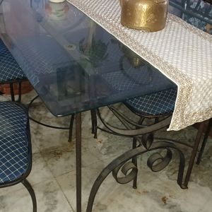 Glass TOP IRON DINING TABLE