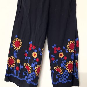 Black Lower With Flower Embroidery