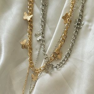 Silver Butterfly Double Stack Chain