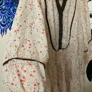 Vintage Peach Floral Korean Dress