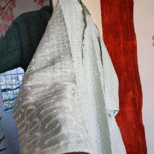 Pista Green Chikankari Kurta For Men