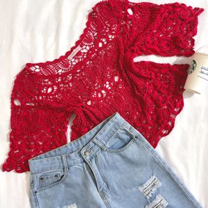 🎀Pinterest Crochet Pattern Red Laced Top By Chuli